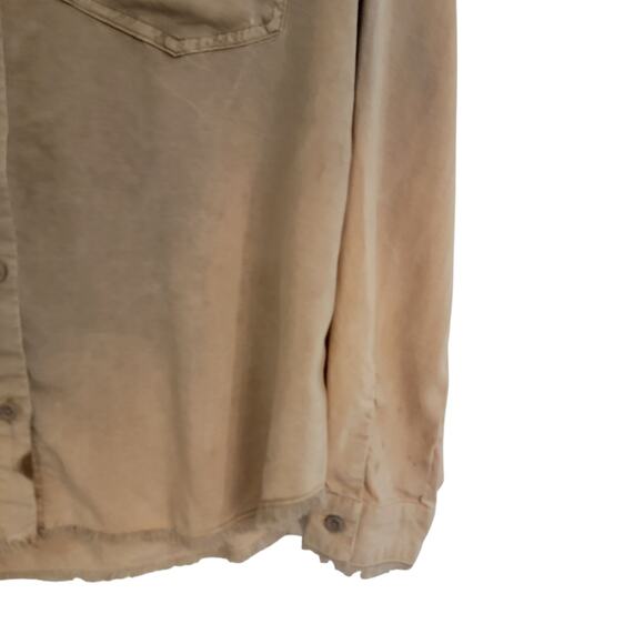 Cloth & Stone Long Sleeve Button Down Shirt Faded Ombre Distressed Medium Beachy - Picture 5 of 13